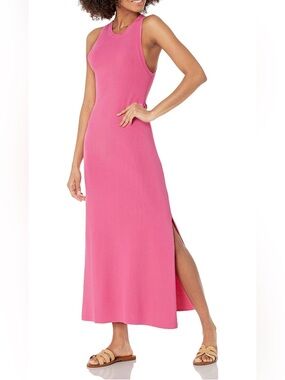 The Drop Women's Gabriela High-Neck Rose Pink Side-Slit Midi Dress NWT XS